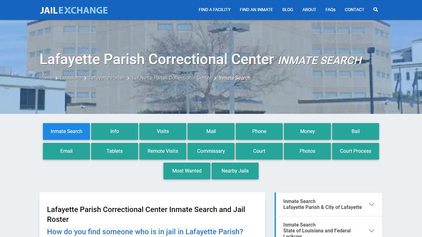 Lafayette Parish Correctional Center Inmate Search - Jail Exchange